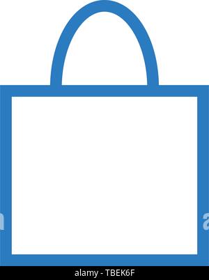 Shopping bag lineari commerciali vettore icona - blu Illustrazione Vettoriale