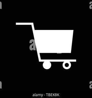 Icona del carrello - Il carrello glyph vettore icona - bianco Illustrazione Vettoriale