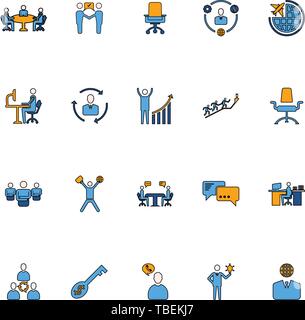 Business e la gestione dei set di icone di vettore. Business riempimento lineare set di icone Illustrazione Vettoriale