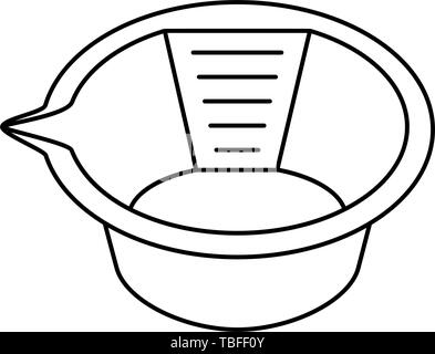 Line art in bianco e nero di colorante per capelli recipiente di miscelazione Illustrazione Vettoriale