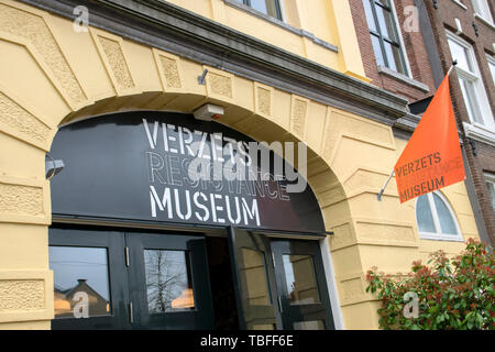 Ingresso dell'edificio Verzetsmuseum a Amsterdam Paesi Bassi 2019 Foto Stock