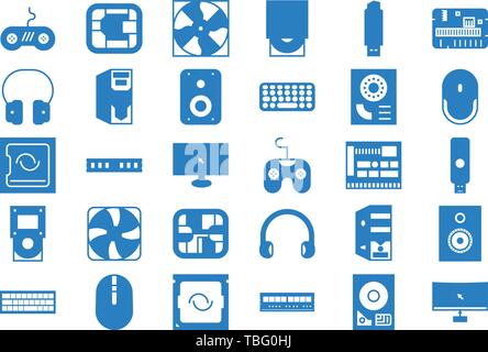Computer e Hardware set di icone - Vettore Illustrazione Vettoriale