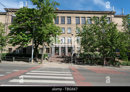 Vilnius, Lituania. Maggio 2019. Una vista del collegio di Vilnius, nella Facoltà di Economia dell'edificio Foto Stock