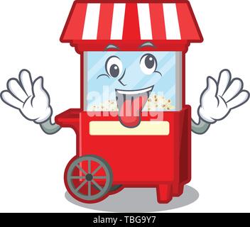 Crazy popcron macchina nella colonna cartoon Illustrazione Vettoriale