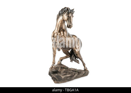 Cavallo di bronzo statuetta su bianco Foto Stock