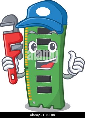 Plumber scheda di memoria RAM al di sopra di cartoon tabella Illustrazione Vettoriale