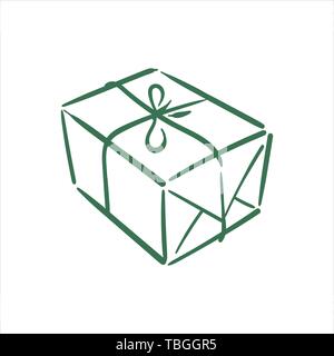Vector disegnati a mano illustrazione del pacchetto su sfondo bianco Illustrazione Vettoriale