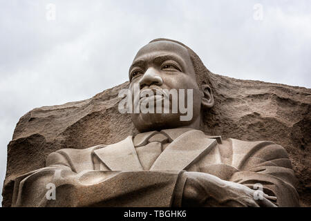 In prossimità della testa di Martin Luther King Jr statua di Martin Luther King Memorial a Washington DC, Stati Uniti d'America il 13 maggio 2019 Foto Stock