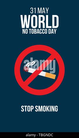 Illustrazione del concetto No fumatori e celebra la Giornata Mondiale senza tabacco. - Vettore Illustrazione Vettoriale