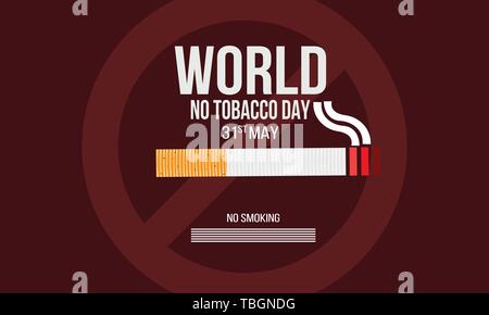 Illustrazione del concetto No fumatori e celebra la Giornata Mondiale senza tabacco. Illustrazione Vettoriale