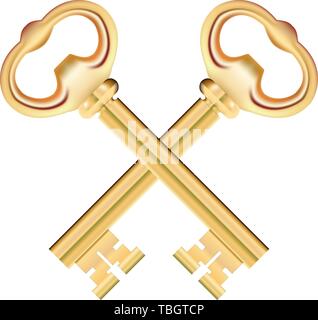 Attraversato il Golden Keys isolati su sfondo bianco. Vettore Illustrazione Vettoriale