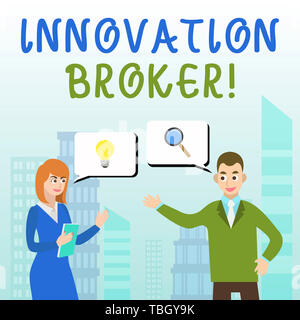 Scrittura testo scrittura Broker di innovazione. Foto concettuale contribuire a mobilitare le innovazioni e di identificare le opportunità di business colleghi Partner Join Foto Stock