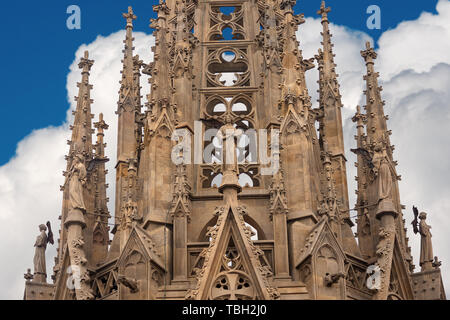 Dettaglio della cattedrale gotica di Santa Croce e di Santa Eulalia a Barcellona, in Catalogna, Spagna, Europa Foto Stock