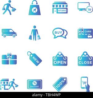 Shopping set di icone - Shopping e l'e-commerce icone - vettore Illustrazione Vettoriale