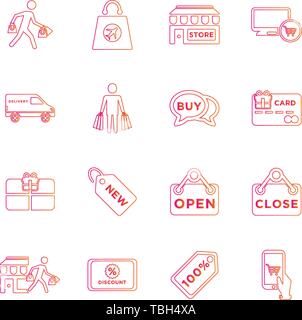 Shopping set di icone - Shopping e l'e-commerce icone - vettore Illustrazione Vettoriale