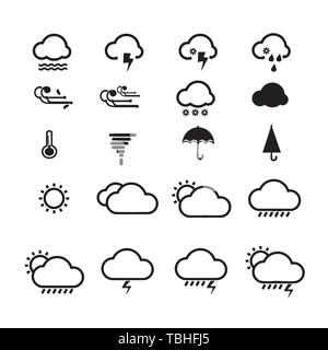 Icone meteo con sfondo bianco vettore Illustrazione Vettoriale