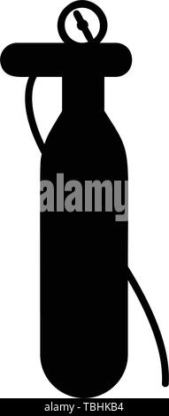 La bombola di ossigeno - icona di stile glyph nero icona vettore - Vettore Illustrazione Vettoriale