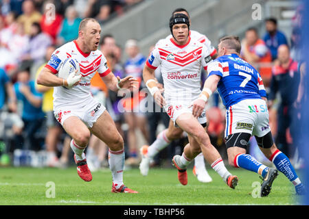 1 giugno 2019 , totalmente Wicked Stadium, St Helens, Inghilterra; Coral Challenge Cup 2019, Quarti di Finale , St Helens vs Wakefield Trinity ; James Roby di St Helens Credito: Richard Long/news immagini Foto Stock