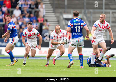 1 giugno 2019 , totalmente Wicked Stadium, St Helens, Inghilterra; Coral Challenge Cup 2019, Quarti di Finale , St Helens vs Wakefield Trinity ; James Roby di St Helens Credito: Richard Long/news immagini Foto Stock