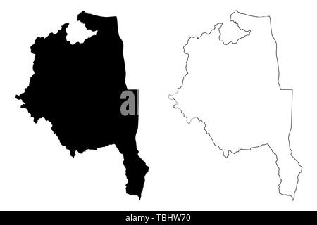 La regione centrale del Malawi (Repubblica del Malawi, regioni del Malawi, le divisioni amministrative) mappa illustrazione vettoriale, scribble schizzo Regione centrale mappa Illustrazione Vettoriale