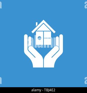 Protezione casa segno - mano azienda casa segno - vettore Illustrazione Vettoriale