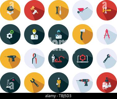 Ingegneria di set di icone - Piatto illustrazione vettoriale Illustrazione Vettoriale