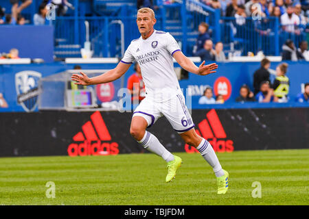 Montreal, Canada. Dal 01 Giugno, 2019. Sguardo sulla città di Orlando SC defender Robin Jansson (6) durante la città di Orlando SC a Montreal gioco di impatto a saputo Stadium di Montreal, Canada. David Kirouac/CSM/Alamy Live News Foto Stock