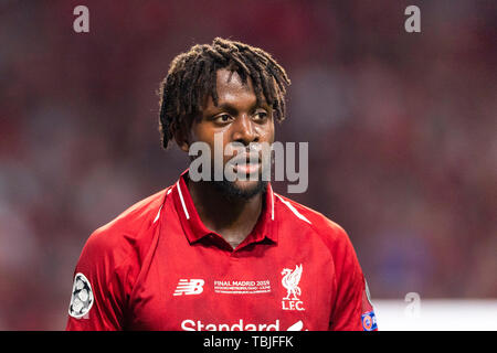 Divock Origi (Liverpool FC) durante la finale di UEFA Champions League match tra Tottenham 0-2 Liverpool FC a Estadio metropolitano di Madrid in Spagna, Giugno 1, 2019. (Foto di Maurizio Borsari/AFLO) Foto Stock