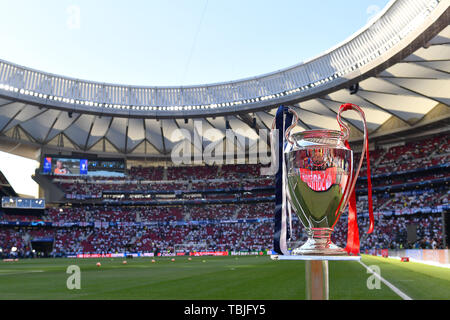 Madrid, Spanien. Dal 01 Giugno, 2019. Bicchiere, tazza, trofeo, Obiettivo n. Il calcio finale di Champions League 2019/Tottenham Hotspur-Liverpool FC 0-2, stagione2018/19, al 01.06.2019, Stadio Wanda Metropolitano. | Utilizzo di credito in tutto il mondo: dpa/Alamy Live News Foto Stock