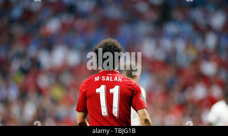 Madrid, Spagna. Dal 01 Giugno, 2019. Liverpool FC del Mohamed Salah visto durante il round finale della UEFA Champions League tra Tottenham Hotspur FC e Liverpool FC a Wanda Metropolitano Stadium in Madrid. Punteggio finale: Tottenham Hotspur FC 0 - 2 Liverpool FC. Credito: SOPA Immagini limitata/Alamy Live News Foto Stock