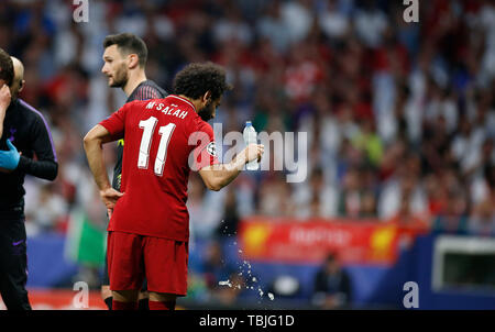 Madrid, Spagna. Dal 01 Giugno, 2019. Liverpool FC del Mohamed Salah visto durante il round finale della UEFA Champions League tra Tottenham Hotspur FC e Liverpool FC a Wanda Metropolitano Stadium in Madrid. Punteggio finale: Tottenham Hotspur FC 0 - 2 Liverpool FC. Credito: SOPA Immagini limitata/Alamy Live News Foto Stock