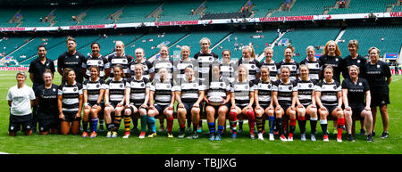 Londra, Regno Unito. 02Giugno, 2019. Londra, Regno Unito. 02 Giugno, 2019. Barbari squadra femminile scatta durante Quilter Cup tra i barbari donne e Inghilterra donne ( rose rosse ) a Twickenham Stadium , Londra, il 02 giugno 2019 il credito: Azione Foto Sport/Alamy Live News Foto Stock