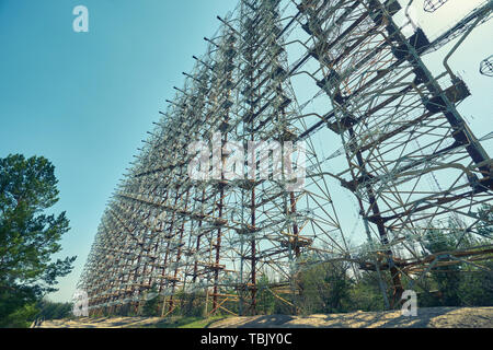 Segreto militare oggetto antenna radar Doug di Chernobyl in Ucraina Foto Stock