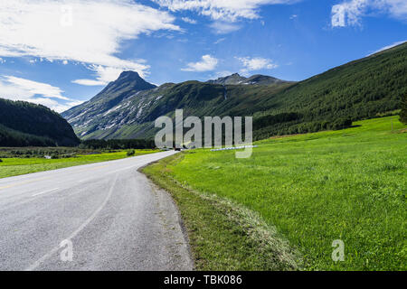 Bellissimo paesaggio norvegese sulla strada da Edisdal di Geiranger, Sunnmore, More og Romsdal, Norvegia Foto Stock