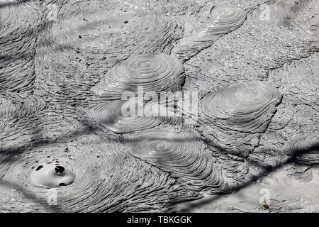 Fumarola con gorgogliamento di fango grigio, Rincon de la Vieja National Park, provincia di Guanacaste, Costa Rica Foto Stock