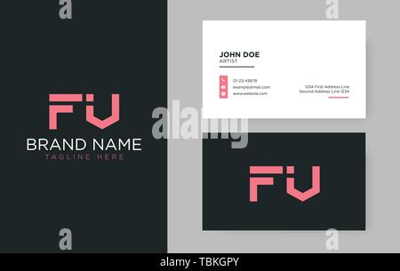 Lettera Premium logo FV con un elegante corporate identity template Illustrazione Vettoriale
