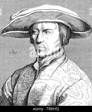 Lucas van Leyden, 1494-1533, anche denominato Lucas Hugensz o Lucas Jacobsz, è stato un pittore olandese e printmaker in incisione e xilografia, 1880 Foto Stock