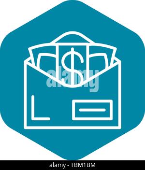 Corruzione denaro icona a forma di busta, stile contorno Illustrazione Vettoriale