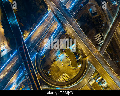 Riprese aeree Shanghai city interchange Foto Stock