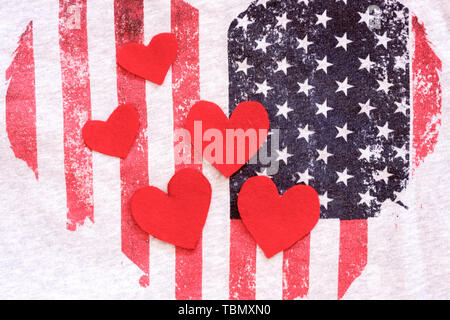 Bandiera americana sullo sfondo del cuore Foto Stock
