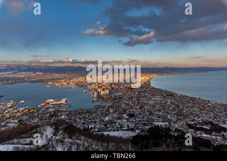 Vista di Hakodateyama in Hokkaido in Giappone Foto Stock