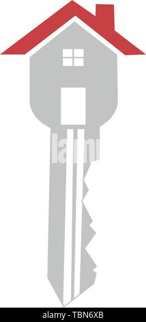 Icona di una chiave nella forma di una casa colorata Illustrazione Vettoriale