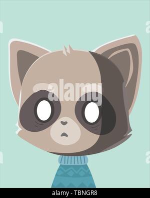 Carino raccoon.infantile per stampa vivaio,abbigliamento per bambini,poster,cartolina. Illustrazione Vettoriale