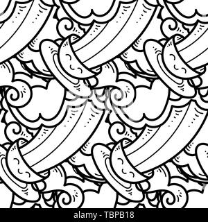 Vettore di Seamless pattern con Cartoon carino mostri e bestie Illustrazione Vettoriale