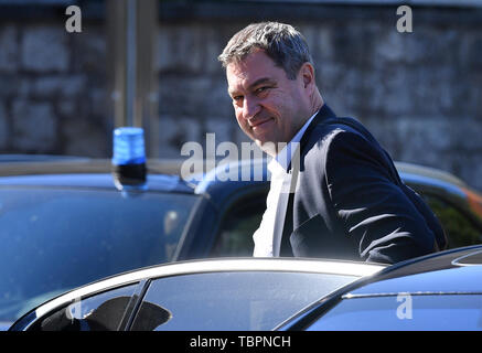 Weimar, Germania. 03 Giugno, 2019. Markus Söder (CSU), il Primo Ministro della Baviera, parteciperà alla conferenza della CDU/CSU gruppo parlamentare leader dei governi federali e statali. I capi della CDU/CSU gruppi parlamentari vogliono discutere la politica in materia di clima e la digitalizzazione. Credito: Martin Schutt/dpa-Zentralbild/dpa/Alamy Live News Foto Stock