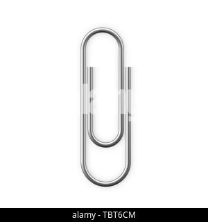 Realistica icona a forma di graffetta. Clip di carta allegato con ombra. Allega il file documento aziendale. Illustrazione di vettore isolato su sfondo bianco Illustrazione Vettoriale