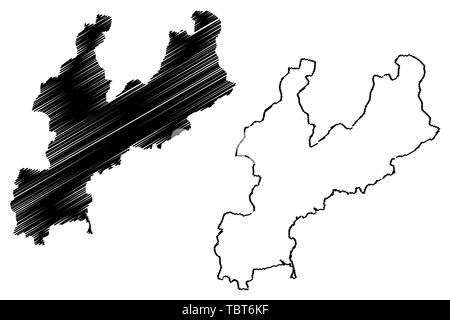 Sud Hamgyong provincia (Repubblica Democratica Popolare di Corea, Repubblica popolare democratica di Corea, RPD di Corea, Province della Corea del Nord) mappa illustrazione vettoriale, scribble schizzo Ham Illustrazione Vettoriale