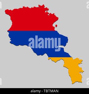 Mappa di Armenia con la bandiera nazionale. Illustrazione Vettoriale. Illustrazione Vettoriale