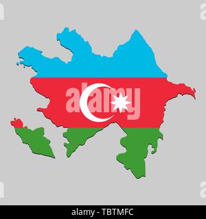 Mappa di Azerbaigian con bandiera nazionale. Illustrazione Vettoriale. Illustrazione Vettoriale