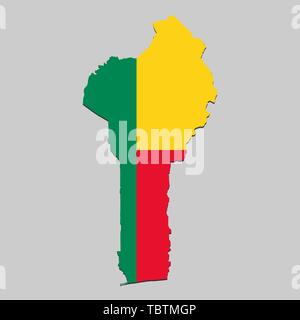Mappa di Benin con bandiera nazionale. Illustrazione Vettoriale Illustrazione Vettoriale